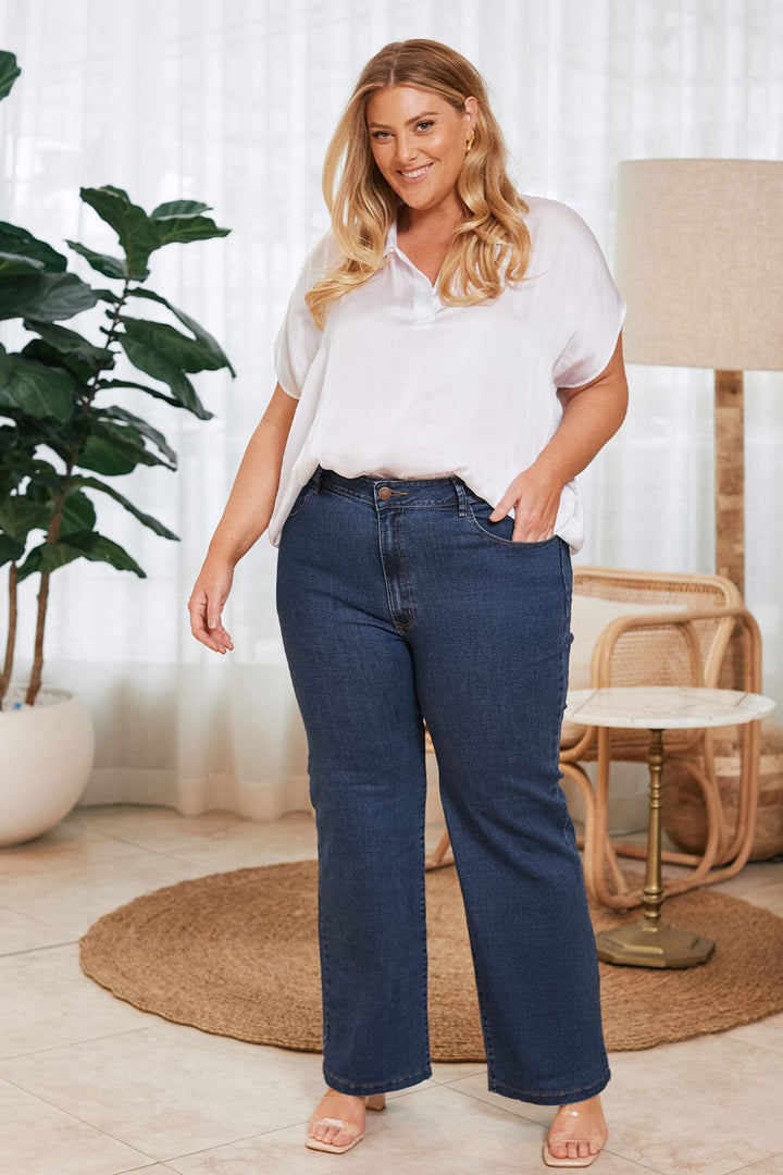 Amelia Straight Leg Jeans Classic Blue Denim Pants