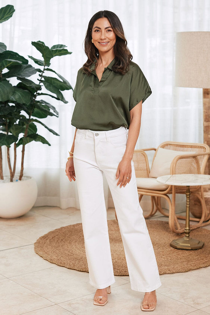 Amelia Straight Leg Jeans White Denim Pants