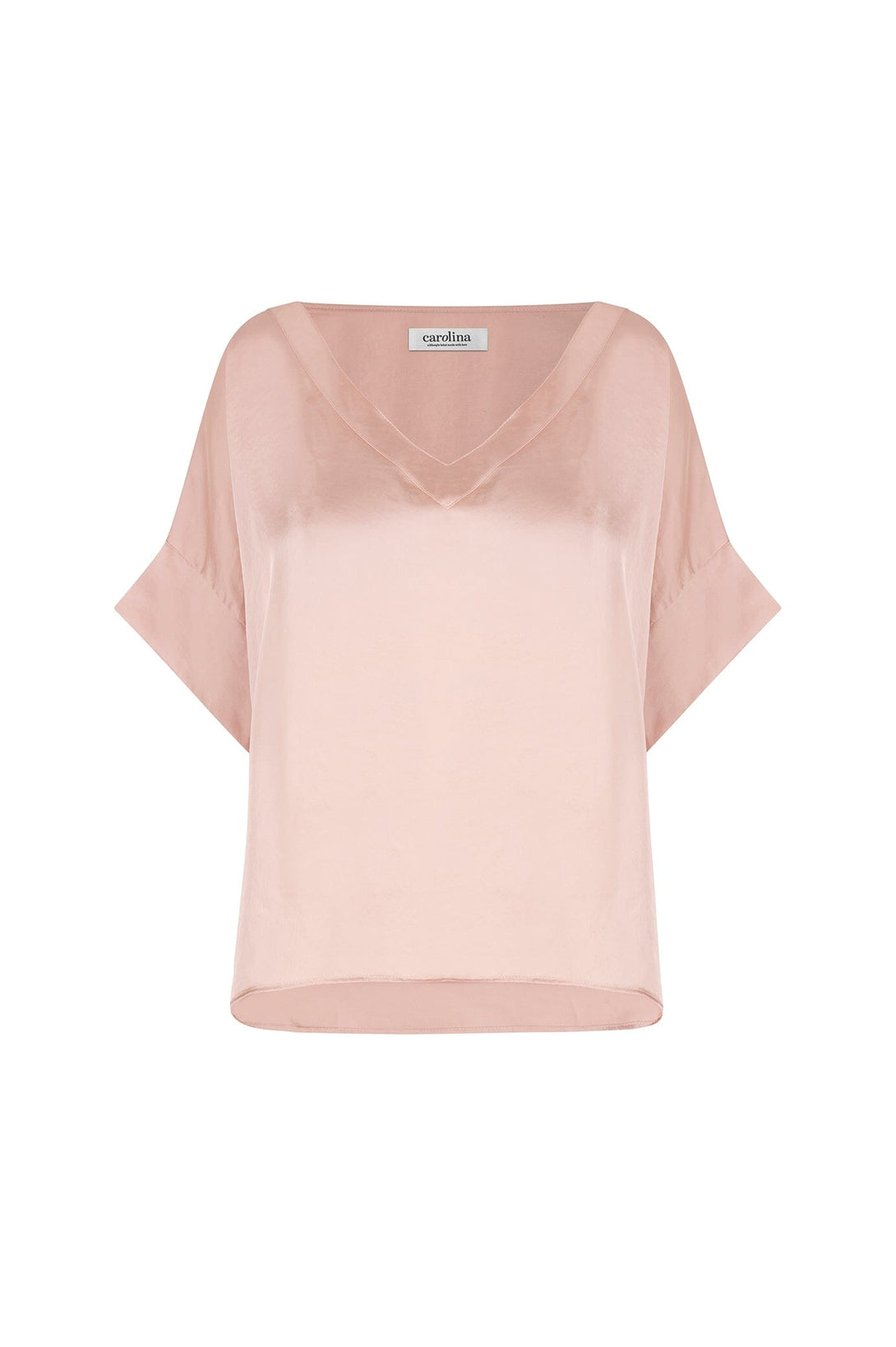 Bianca Short Sleeve Top Champagne with V Neck Tops