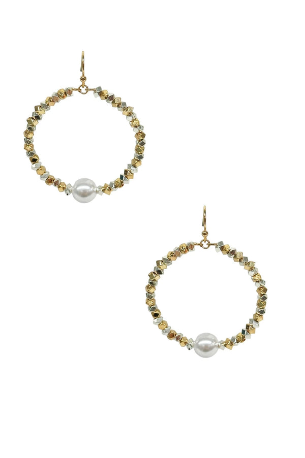Brisa Pearl Hoop Earrings Gold & Silver Earrings