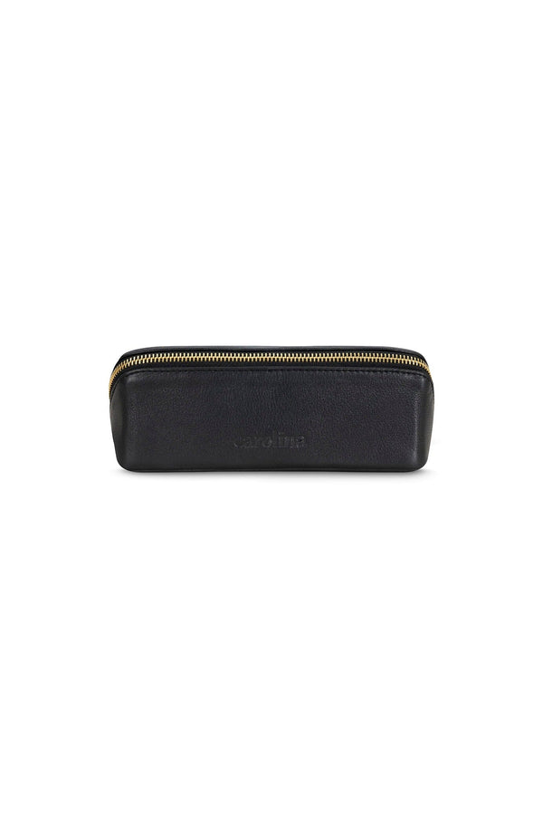 Cara Make Up Bag Black Soft Leather Leather