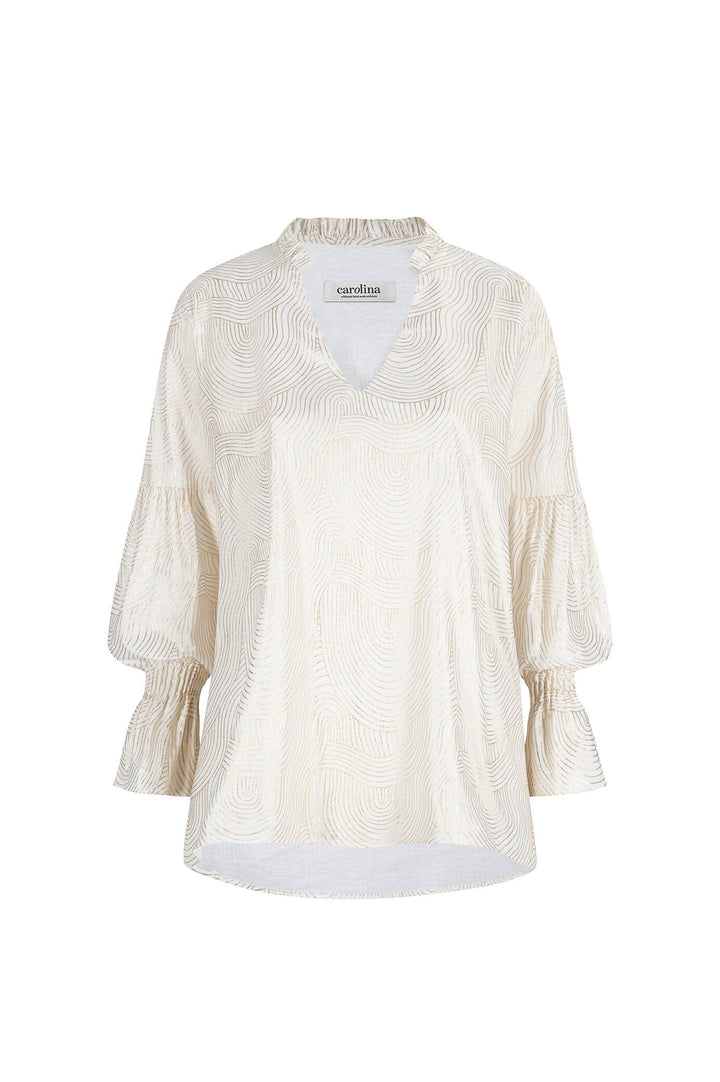 Carmela Top Ivory with Gold Tops | Long Sleeve