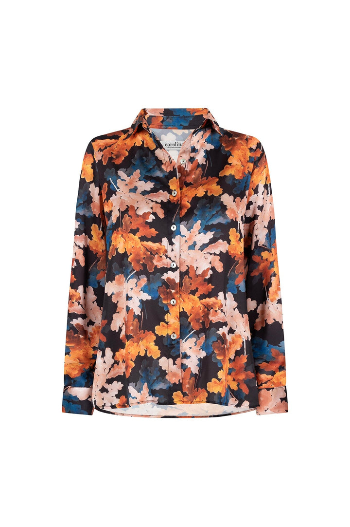 Cassia Print Long Sleeve Collared Shirt Tops