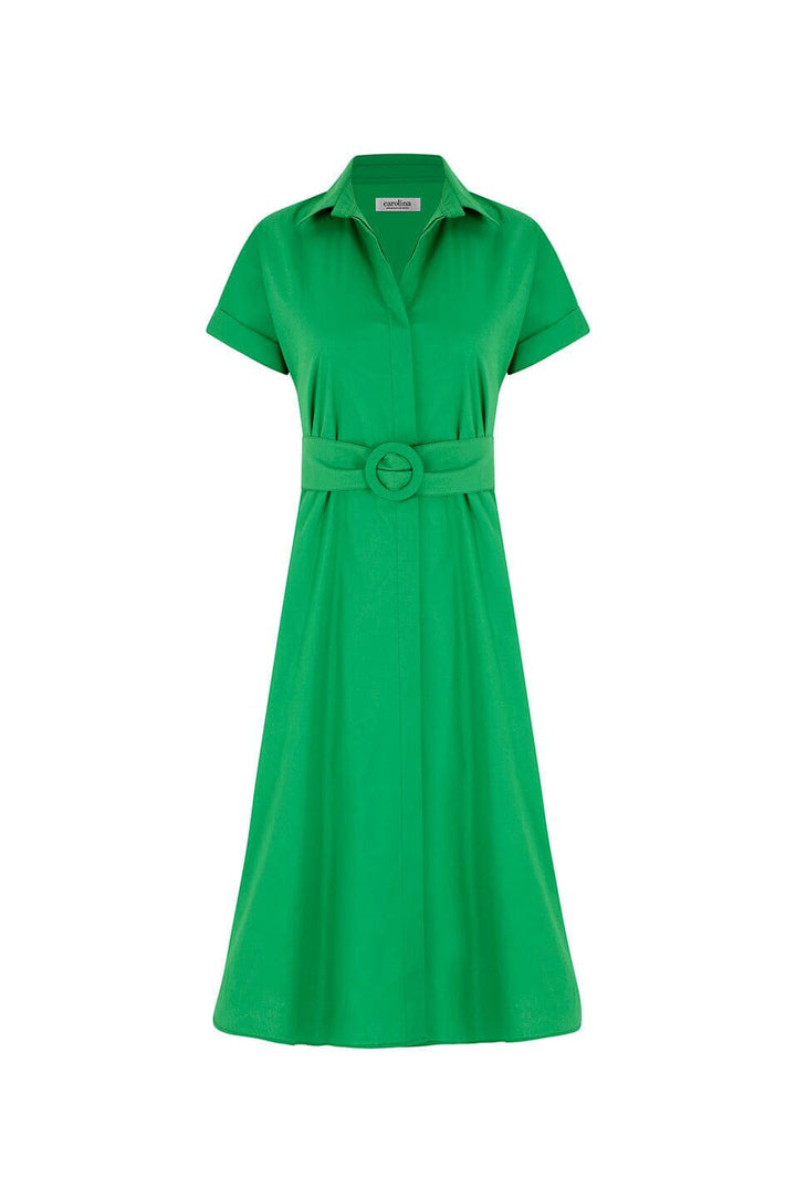 Celia Short Sleeve Midi Dress in Emerald Dress