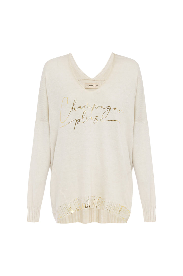 Champagne Please Jumper Ivory Jumper