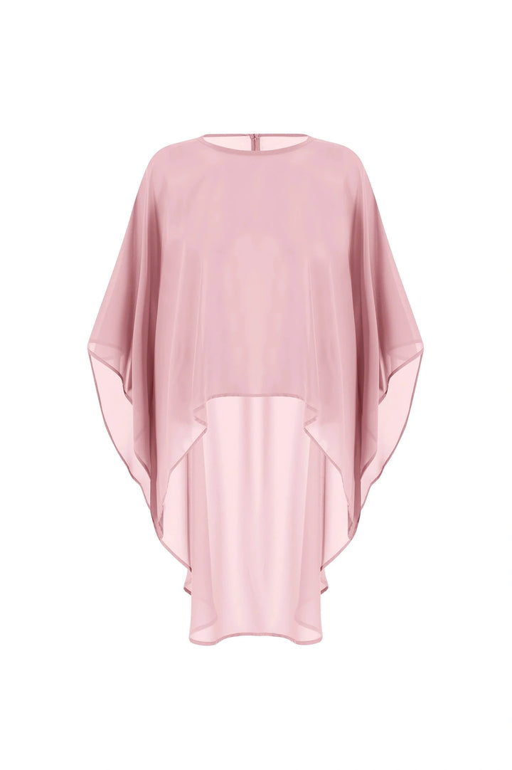 Concetta Elegant Chiffon Poncho in Blush Capes