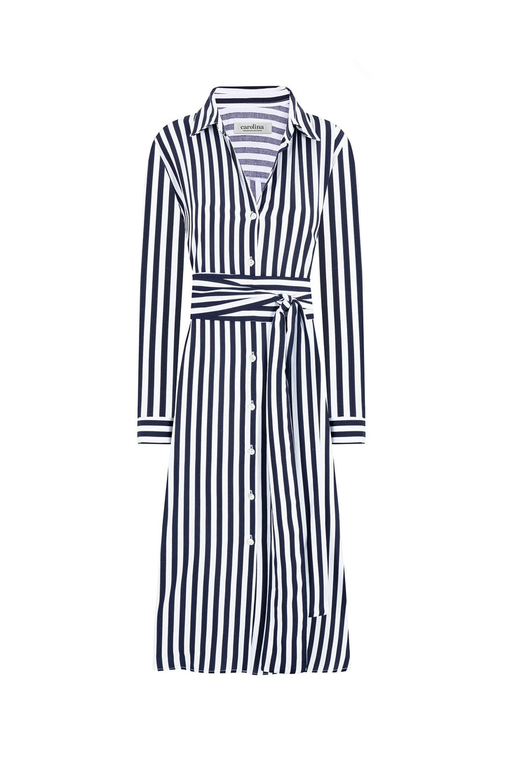 Corsica Stripe Dress Navy and White Dress