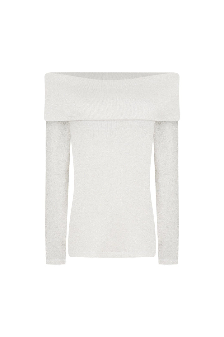 Emilia Off Shoulder Knit Ivory Knitwear