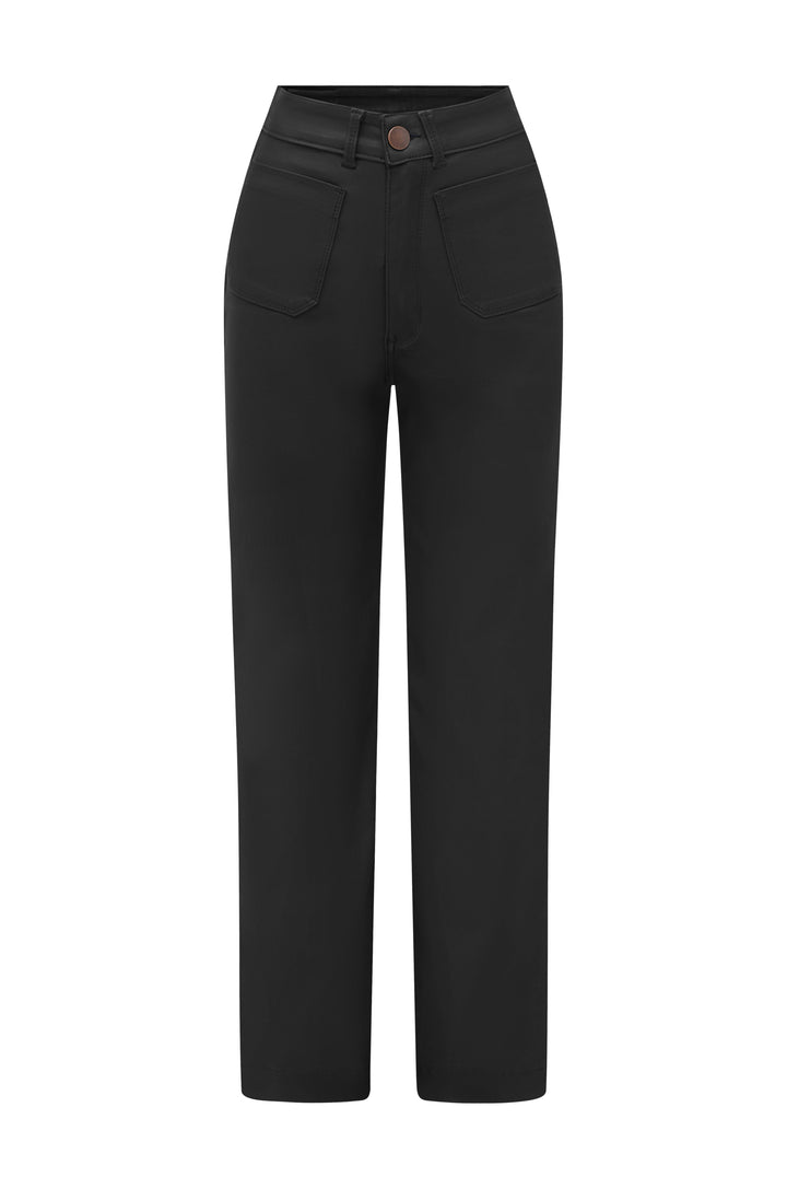 Gianna Coated Jeans Black Denim Pants