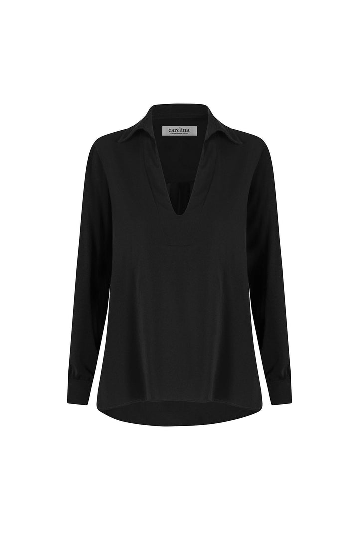 Gillian Collared Shirt Black Tops