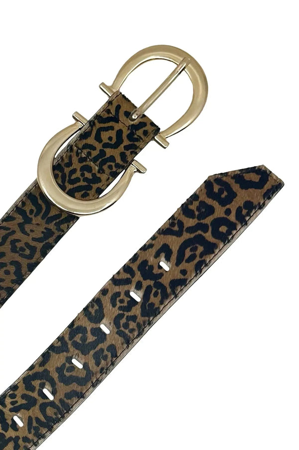 Ivy Double Buckle Belt Leopard Print Belts