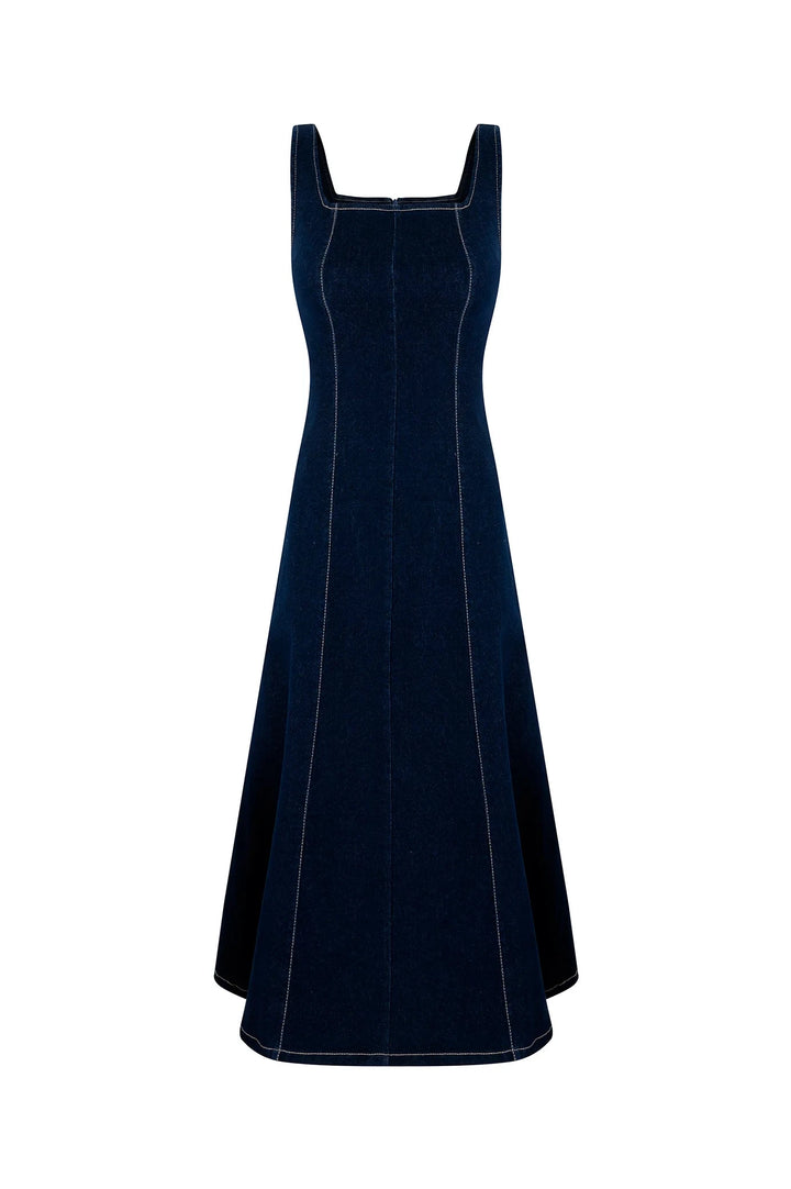 Julia Sleeveless Midi Dress in Denim - Pre Order Dress