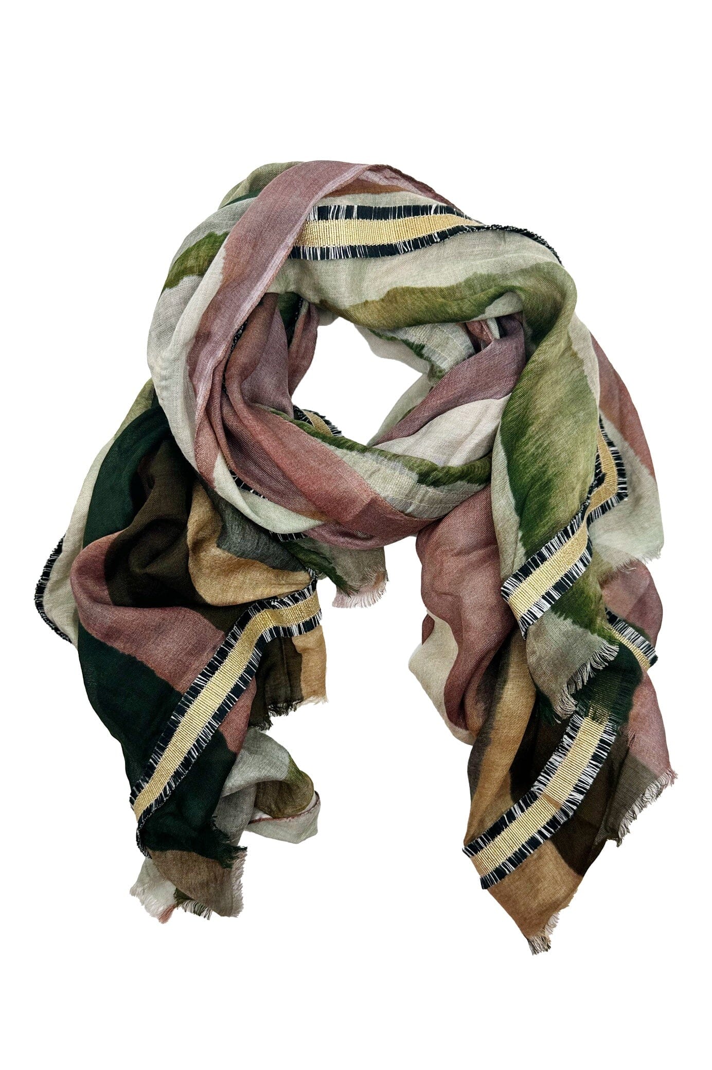 Landy Modal Scarf Multicolour Olive Modal Scarf