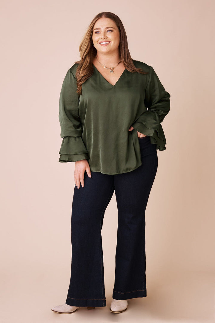 Lola Long Sleeve Top Olive Tops
