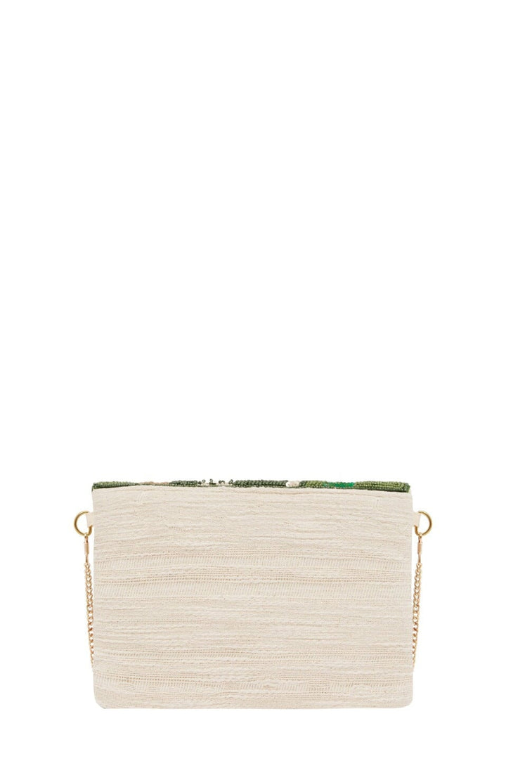 Marina Sequinned & Beaded Crossbody Clutch Bag Emerald Handbags