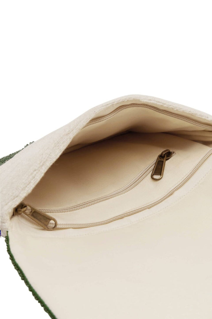 Marina Sequinned & Beaded Crossbody Clutch Bag Emerald Handbags