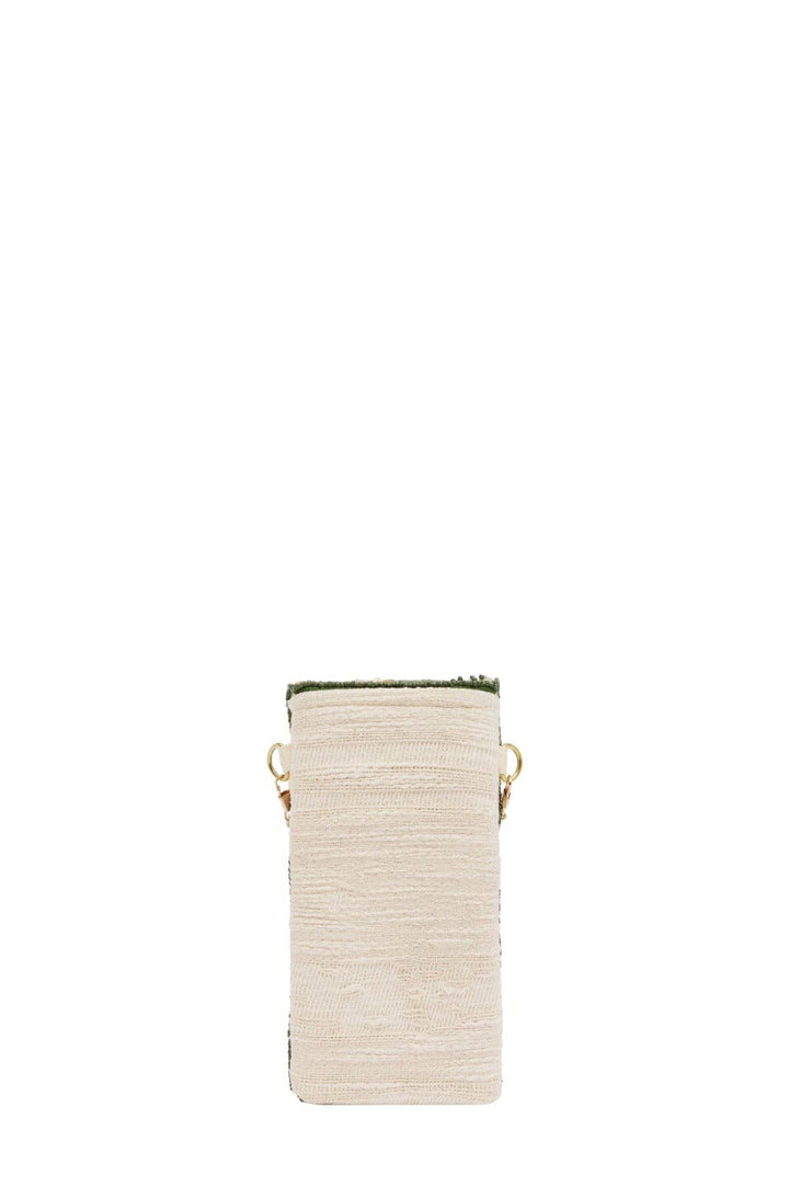 Marina Sequinned & Beaded Crossbody Phone Pouch Emerald Handbags