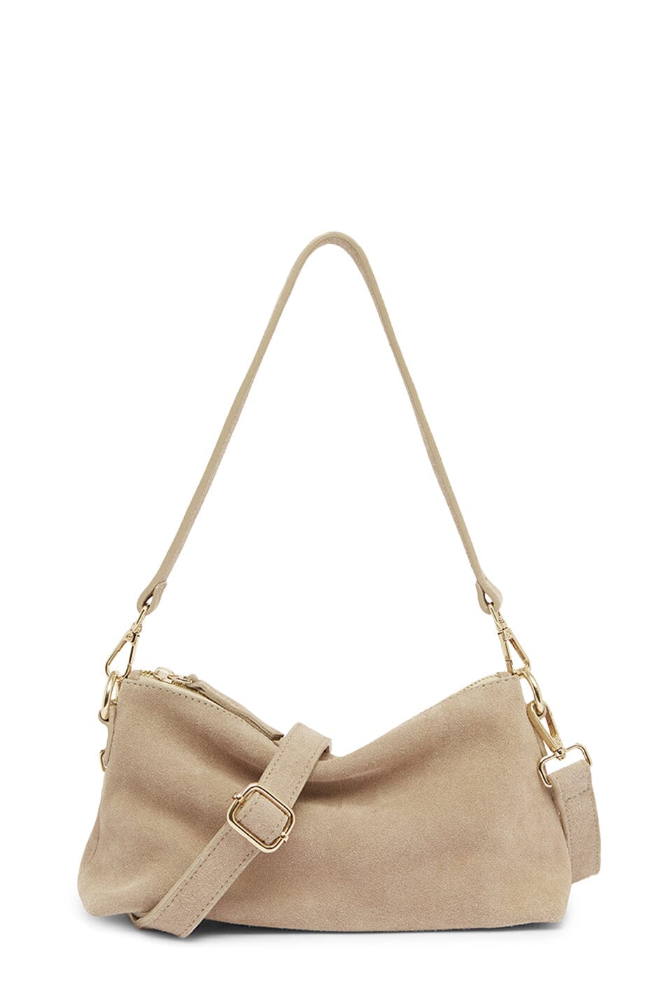 Marisol Suede Leather Shoulder Bag Nude Leather