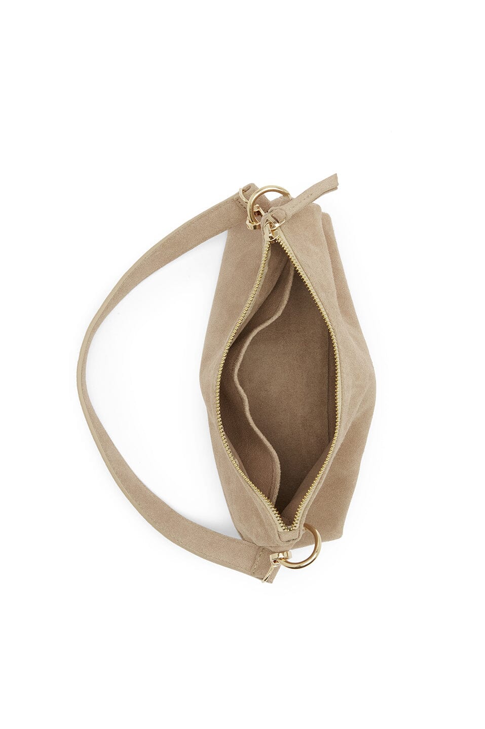 Marisol Suede Leather Shoulder Bag Nude Leather