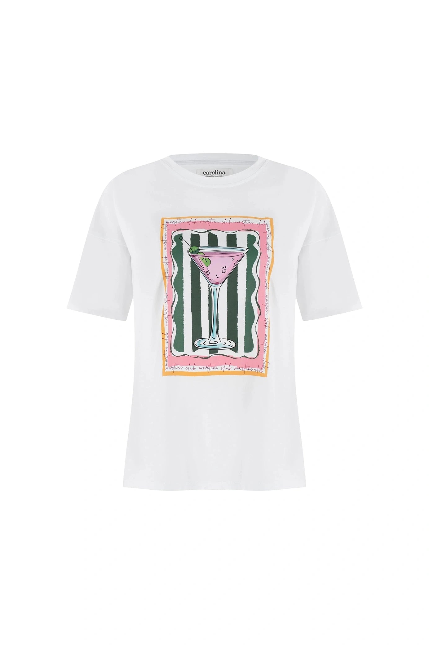 Martini Oversized Graphic T-Shirt White Tops