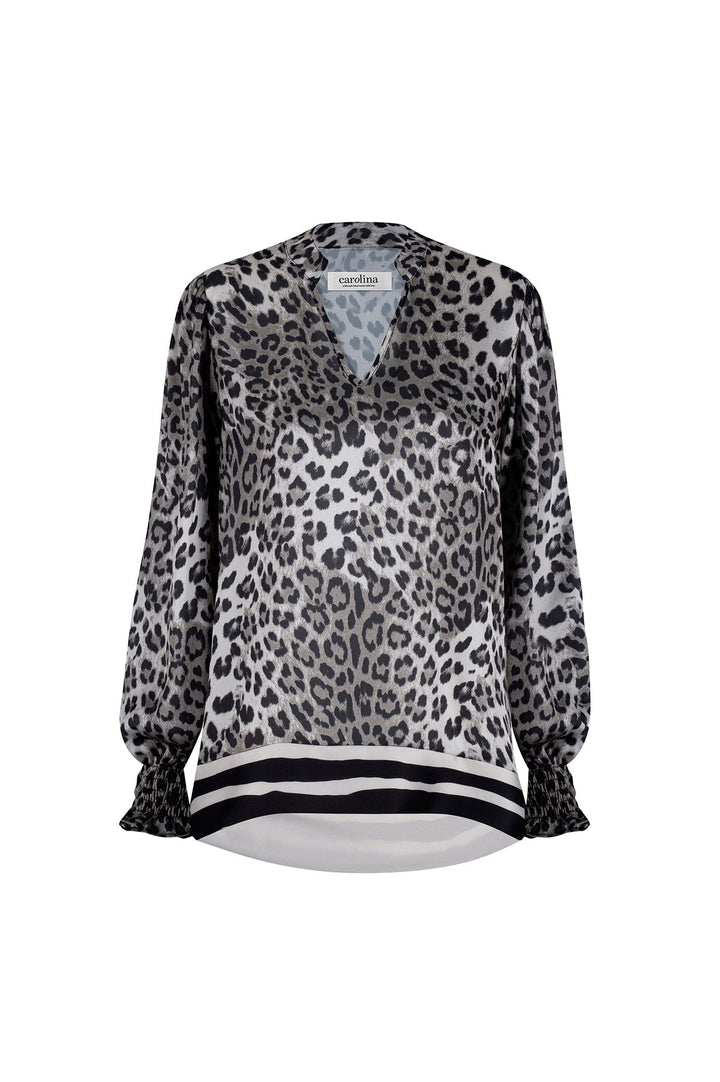 Mya V-Neck Animal Print Long Sleeve Top Tops