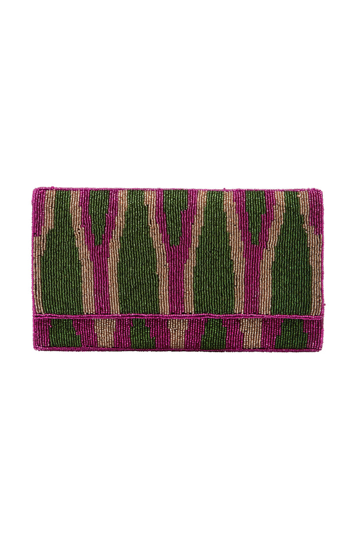 Namira Sequinned Clutch Bag Green/Pink Clutch