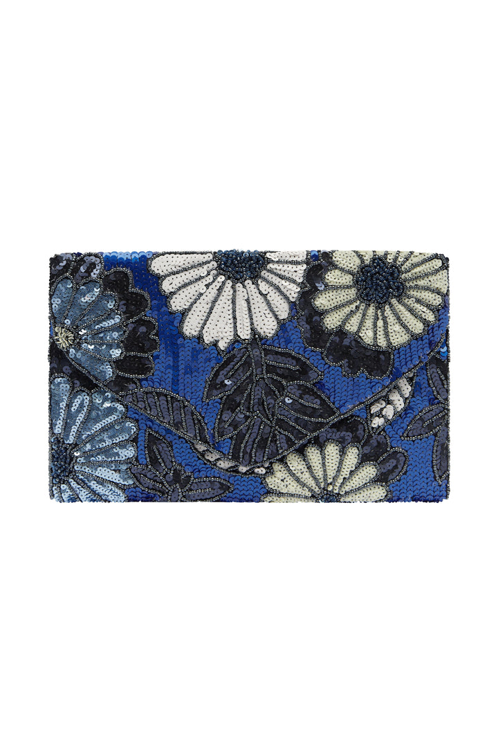 Nova Sequinned Clutch Bag Cobalt Seasonal Handbag