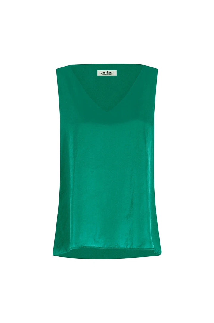 Perla Reversible Neckline Sleeveless Top in Emerald Tops