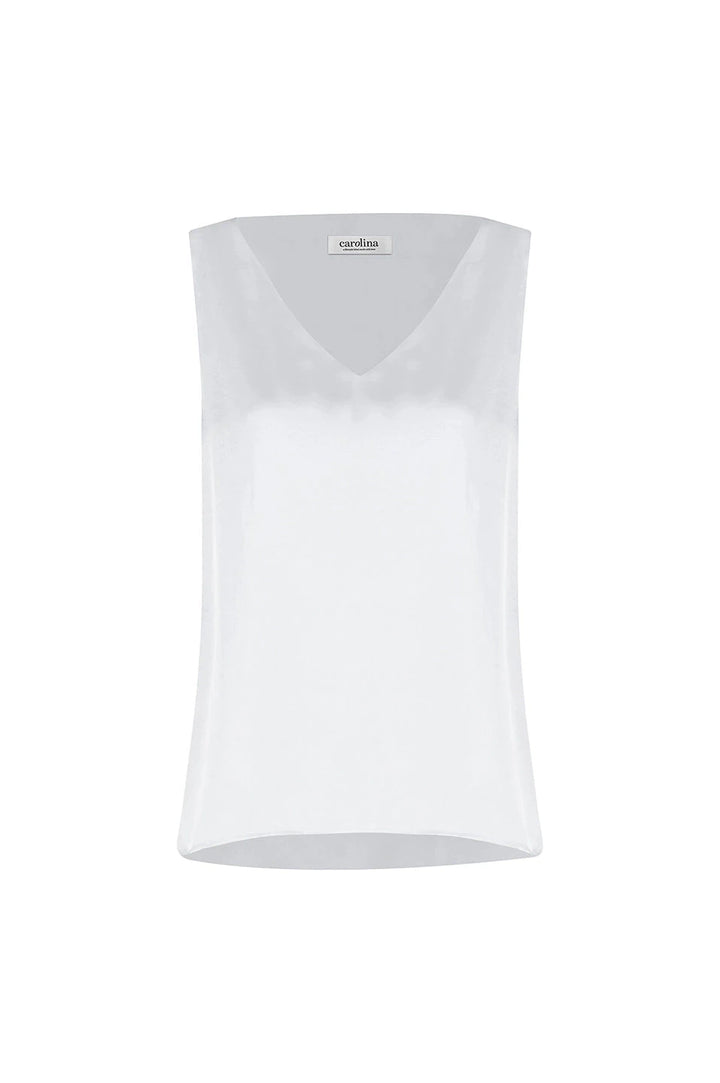 Perla Reversible Neckline Sleeveless Top in White Tops