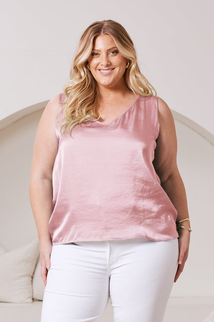 Perla Reversible Neckline Sleeveless Top in Blush- Pre Order Tops