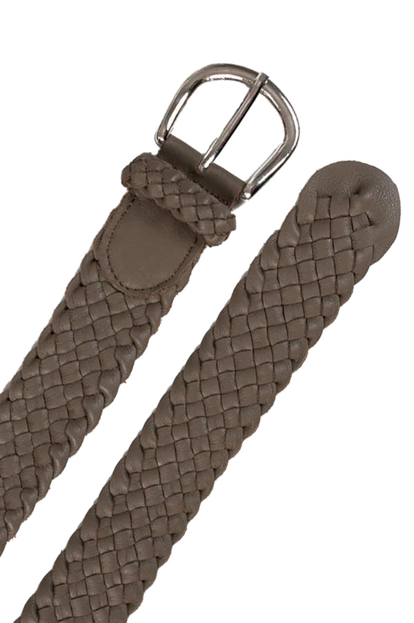 Plaited Jeans Belt Khaki Soft Leather