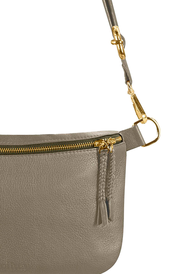 Ramona Leather Handbag Khaki with Pocket Leather