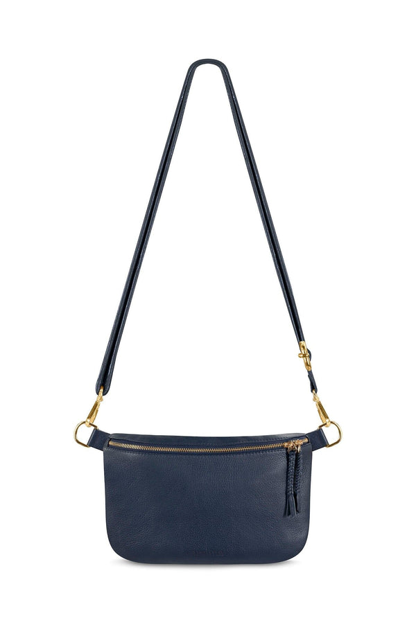 Ramona Leather Handbag Navy with Pocket Leather
