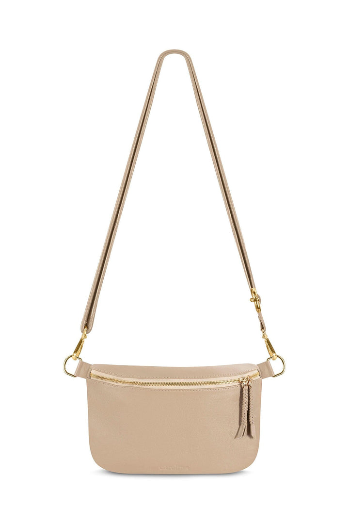 Ramona Leather Handbag Nude with Pocket Leather