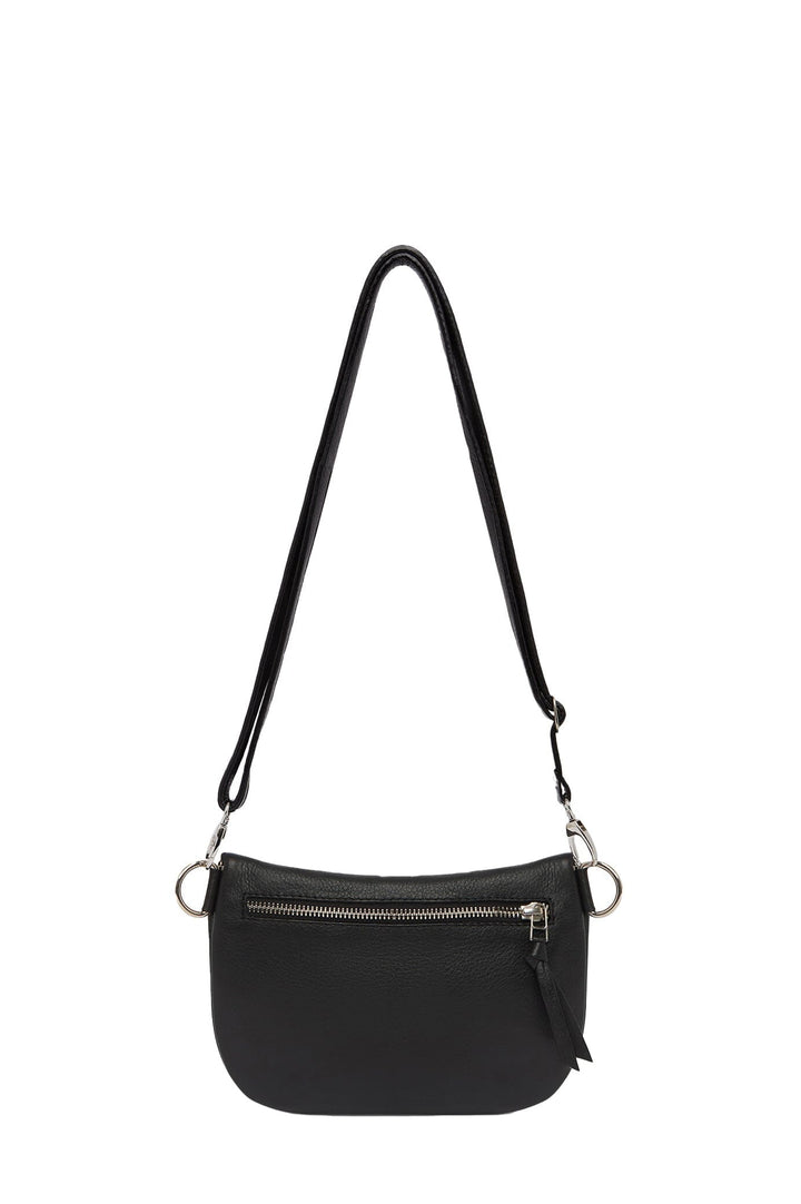 Ramona Small Leather Handbag Black with Pocket Leather