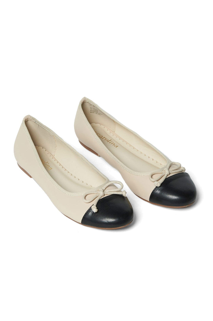 Soraya Ballet Flats Nude With Black Toe Cap Shoes