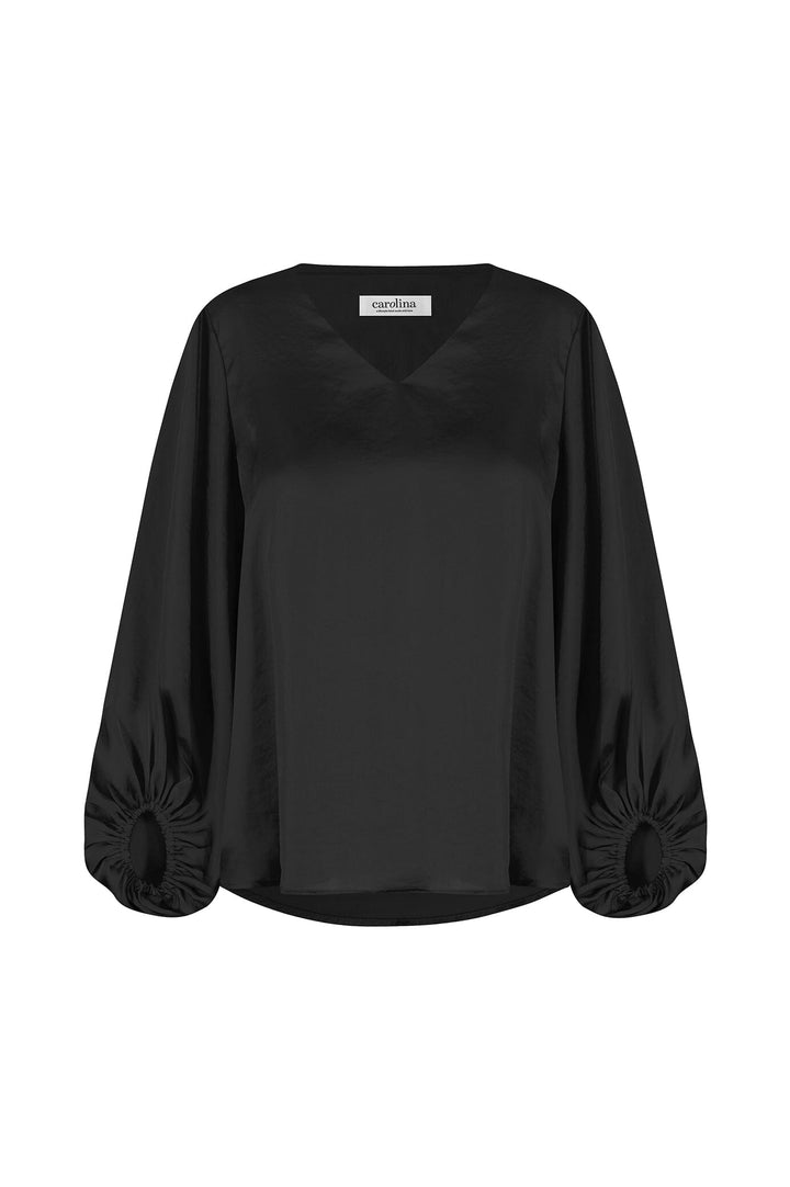 Sovana V-Neck Long Sleeve Top Black Tops