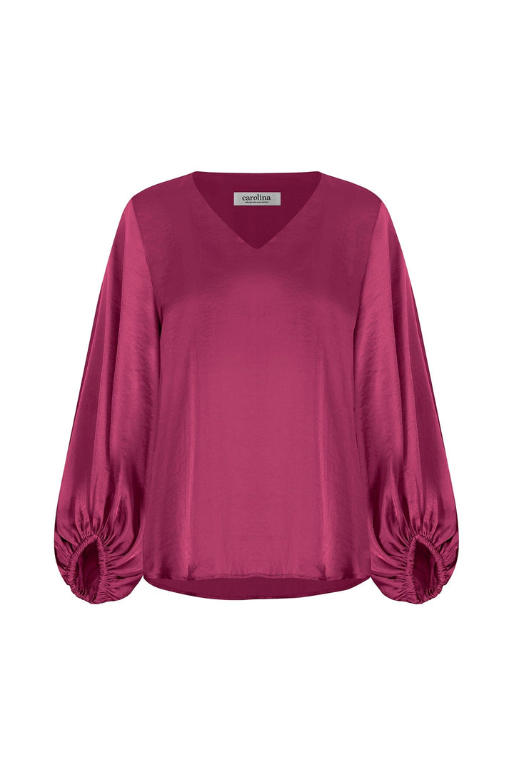 Sovana V-Neck Long Sleeve Top Burgundy Tops | Long Sleeve