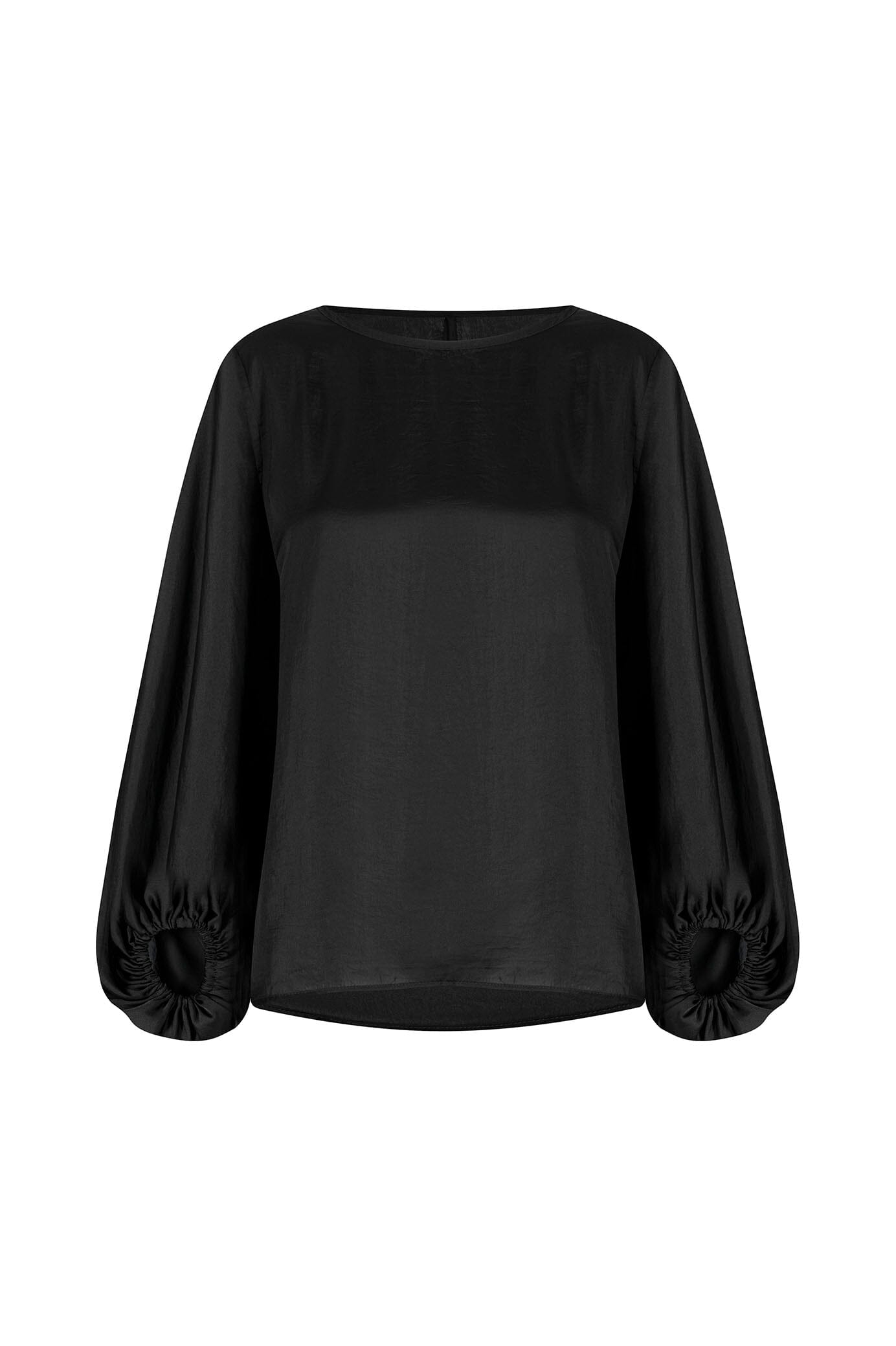 Sovana Round Neck Long Sleeve Top Black Tops | Long Sleeve