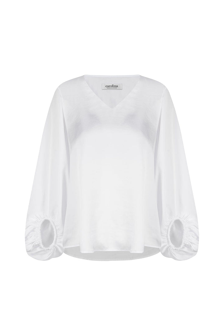 Sovana V-neck Long Sleeve Top White Tops