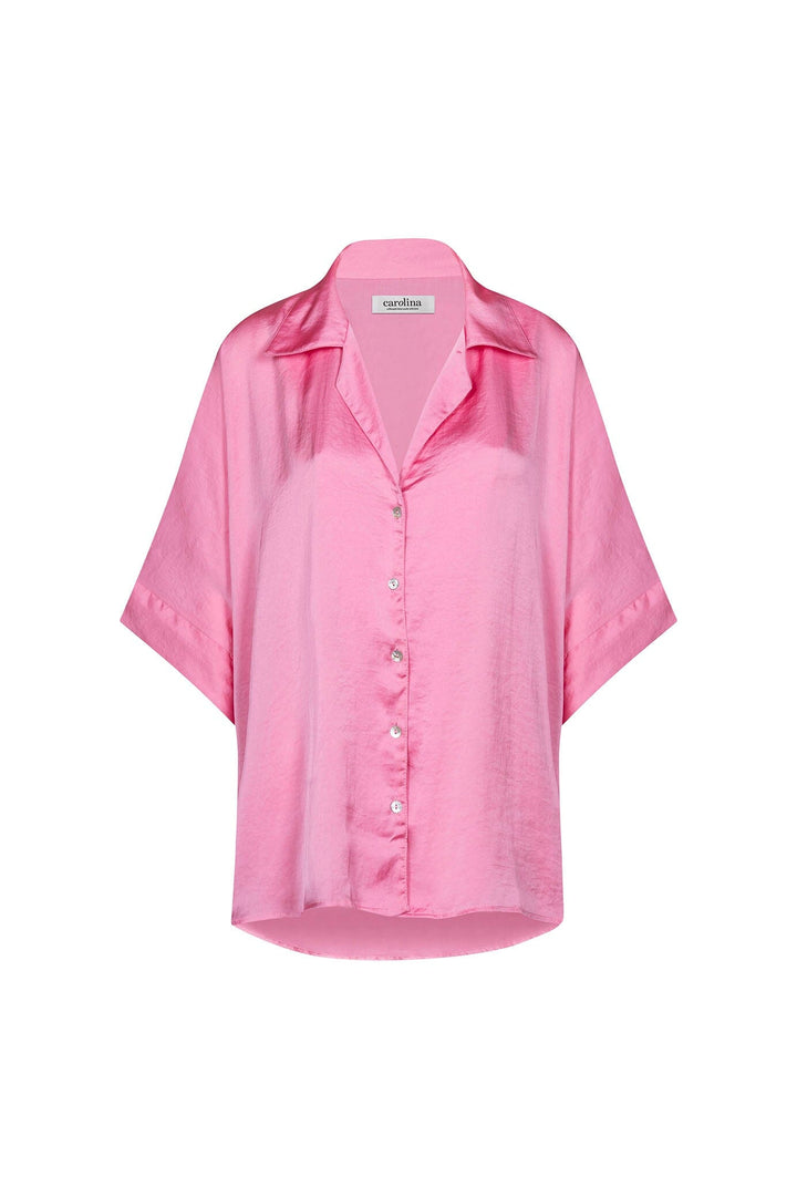 Tory Short Sleeve Collared Shirt Pink Tops