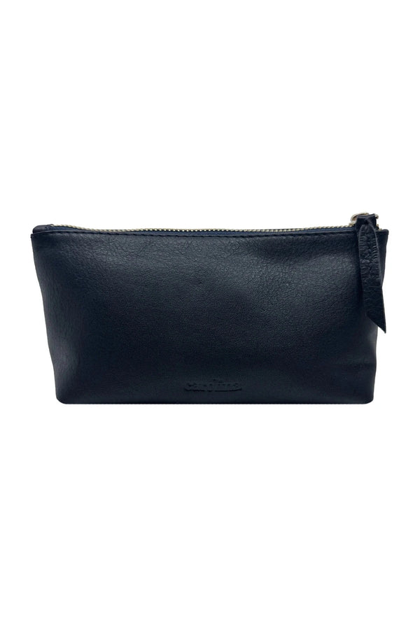 Verona Soft Leather Make Up Pouch Black Leather