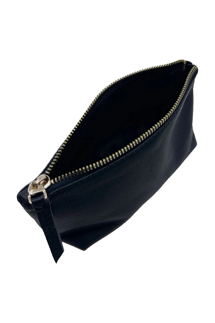 Verona Soft Leather Make Up Pouch Black Leather