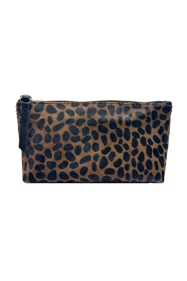 Verona Soft Leather Make Up Pouch Giraffe Cowhide Leather