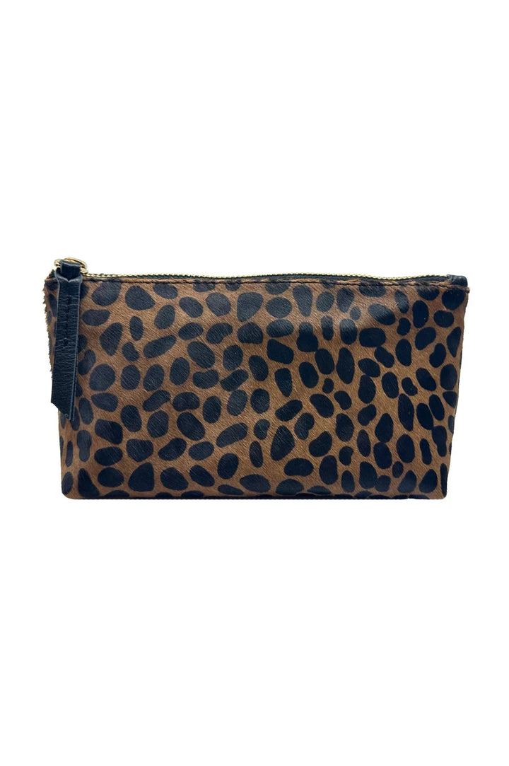 Verona Soft Leather Make Up Pouch Giraffe Cowhide Leather