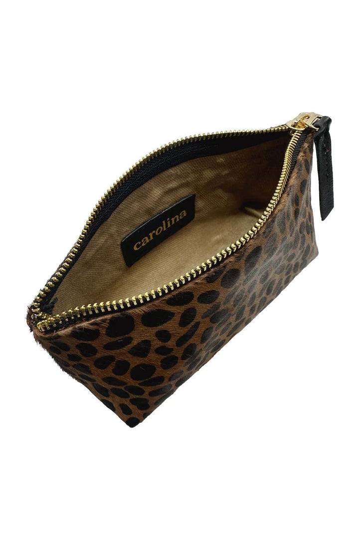 Verona Soft Leather Make Up Pouch Giraffe Cowhide Leather