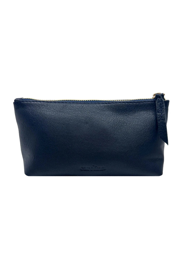 Verona Soft Leather Make Up Pouch Navy Leather