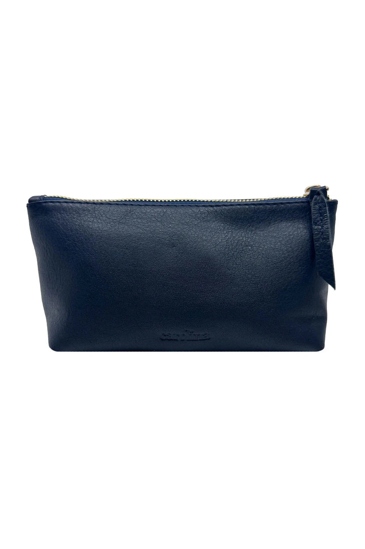 Verona Soft Leather Make Up Pouch Navy Leather