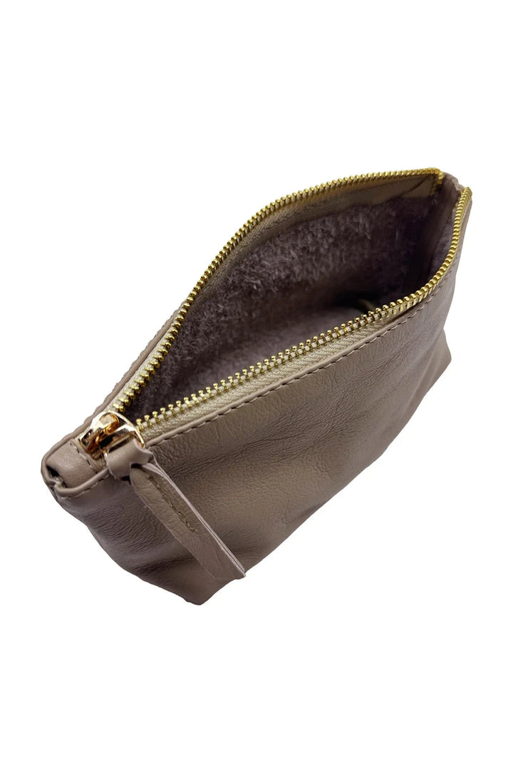 Verona Soft Leather Make Up Pouch Nude Leather