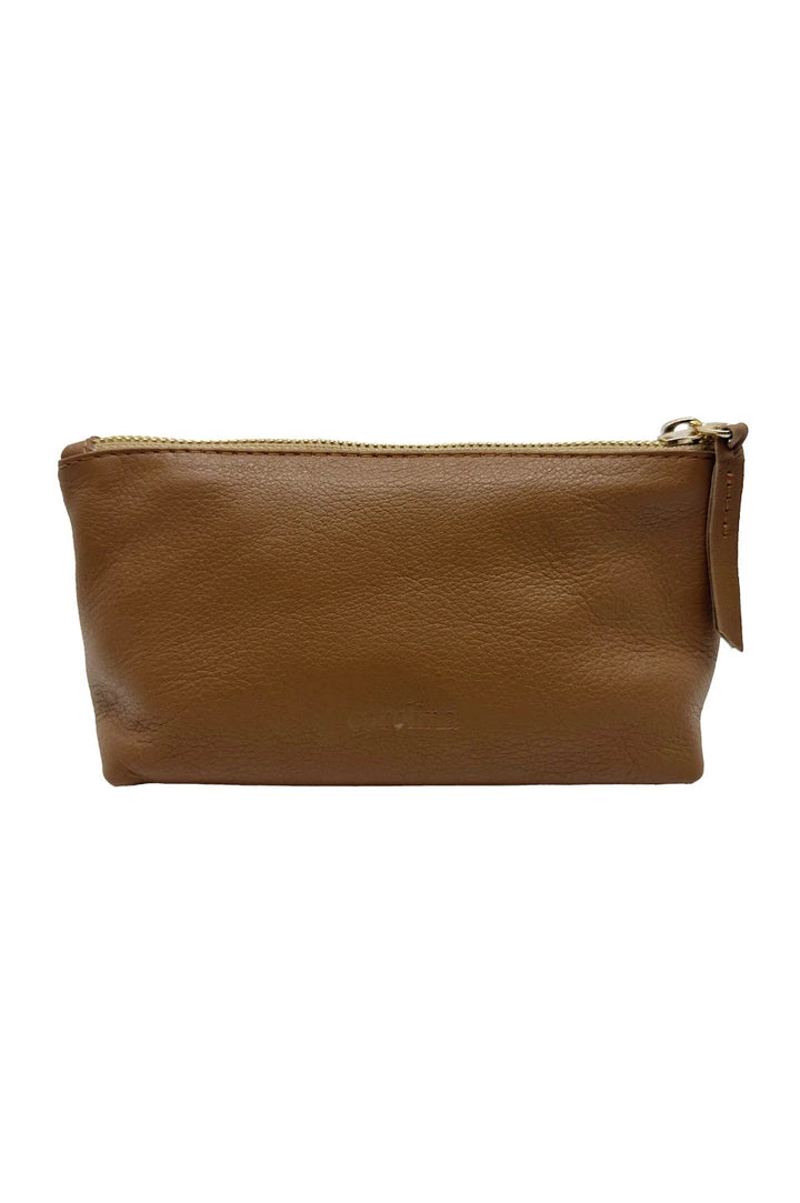 Verona Soft Leather Make Up Pouch Tan Leather